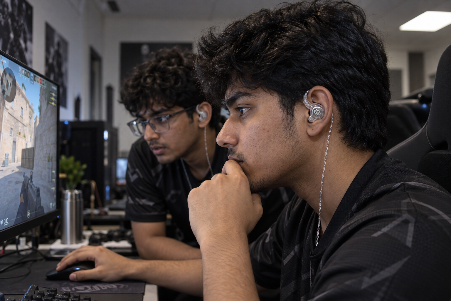 Competitive gamers using transparent BYPOLAR wired in-ear monitors
